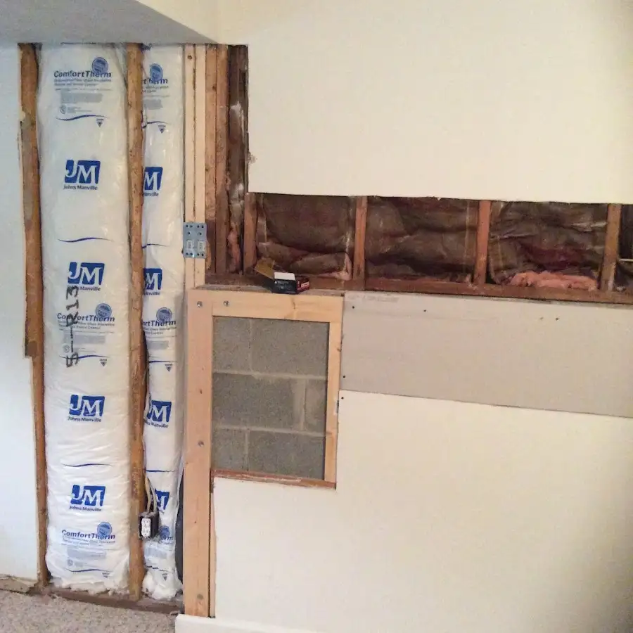 Wall insulation replacement during Basement Flood Cleanup in Newcastle